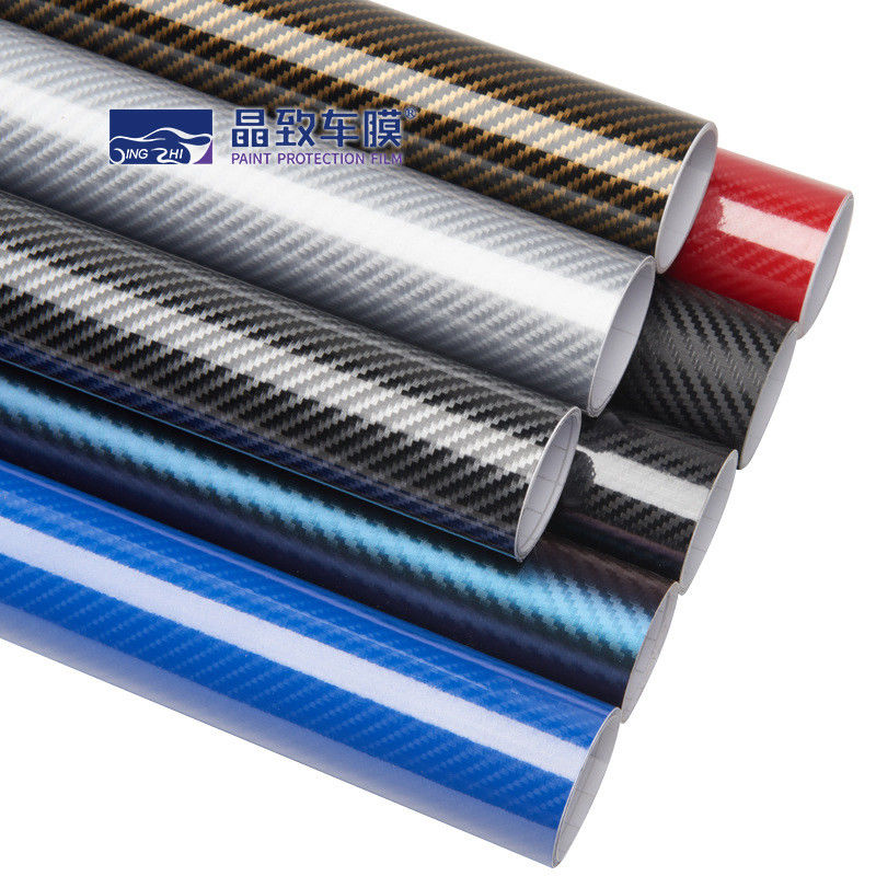1.52x30M PET Vinyl Film Serat Karbon 3D Warna Biru Tua Merenggang
