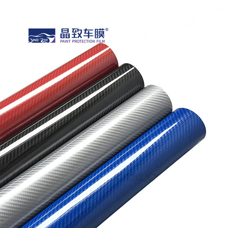1.52x30M PET Vinyl Film Serat Karbon 3D Warna Biru Tua Merenggang