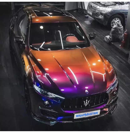 Best seller Super Glossy Peregangan Mobil Wrap Vinyl Film Metalik Berlian dalam ruang bunglon Tubuh Stiker Mobil