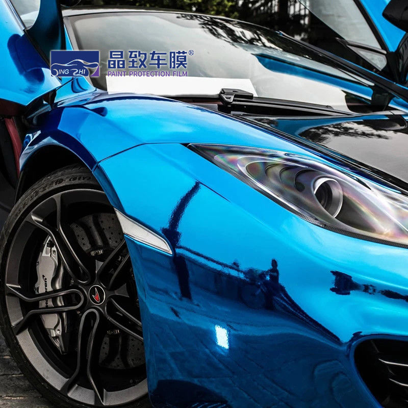 Chrome Car PET Vinyl Film PPF PVC Material Rose Gold Warna Biru
