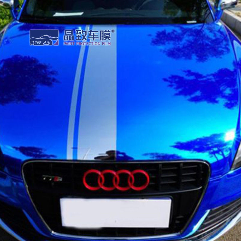 Produk Perawatan Mobil Derek Blue Merenggang Chrome Vinyl Wrap Sebagai Film Cermin 1.52 * 18m - Pabrik Langsung