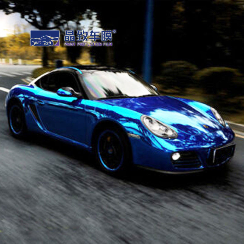 Kualitas Terbaik 3 Lapisan Biru Glossy Metalik Mobil Vinyl Wrap Gelembung Gratis untuk Membungkus Mobil 1.52 M * 18 M