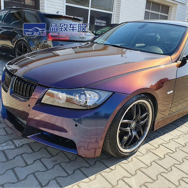 Kualitas Terbaik 3 Lapisan Biru Glossy Metalik Mobil Vinyl Wrap Gelembung Gratis untuk Membungkus Mobil 1.52 M * 18 M