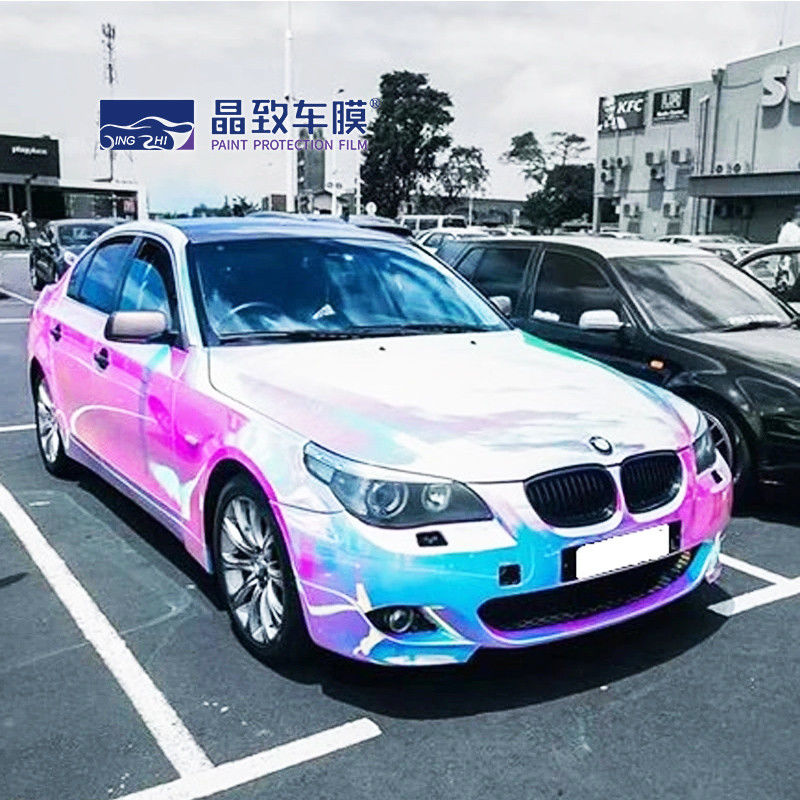 Film Perlindungan Cat Berwarna Chrome Vinyl Bungkus Warna Pelangi Anti Gores