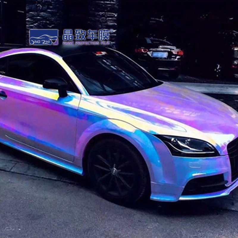 Film Perlindungan Cat Berwarna Chrome Vinyl Bungkus Warna Pelangi Anti Gores