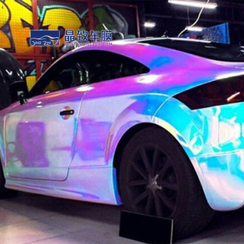 Film Perlindungan Cat Berwarna Chrome Vinyl Bungkus Warna Pelangi Anti Gores